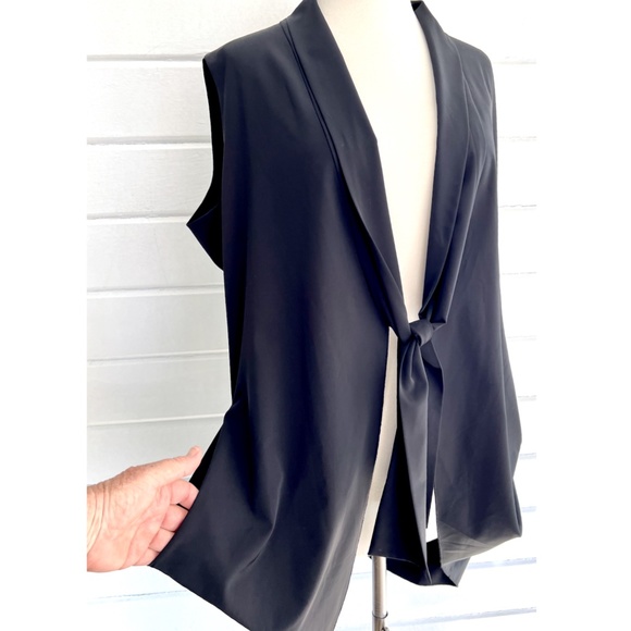 ELM DESIGN Lagenlook Tie Front Long Vest with Draped Back - 2 (US 8-10) - Picture 7 of 13